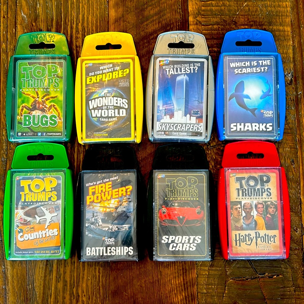 Lot of 8 Top Trumps Sets.  Collectors cards. New in package